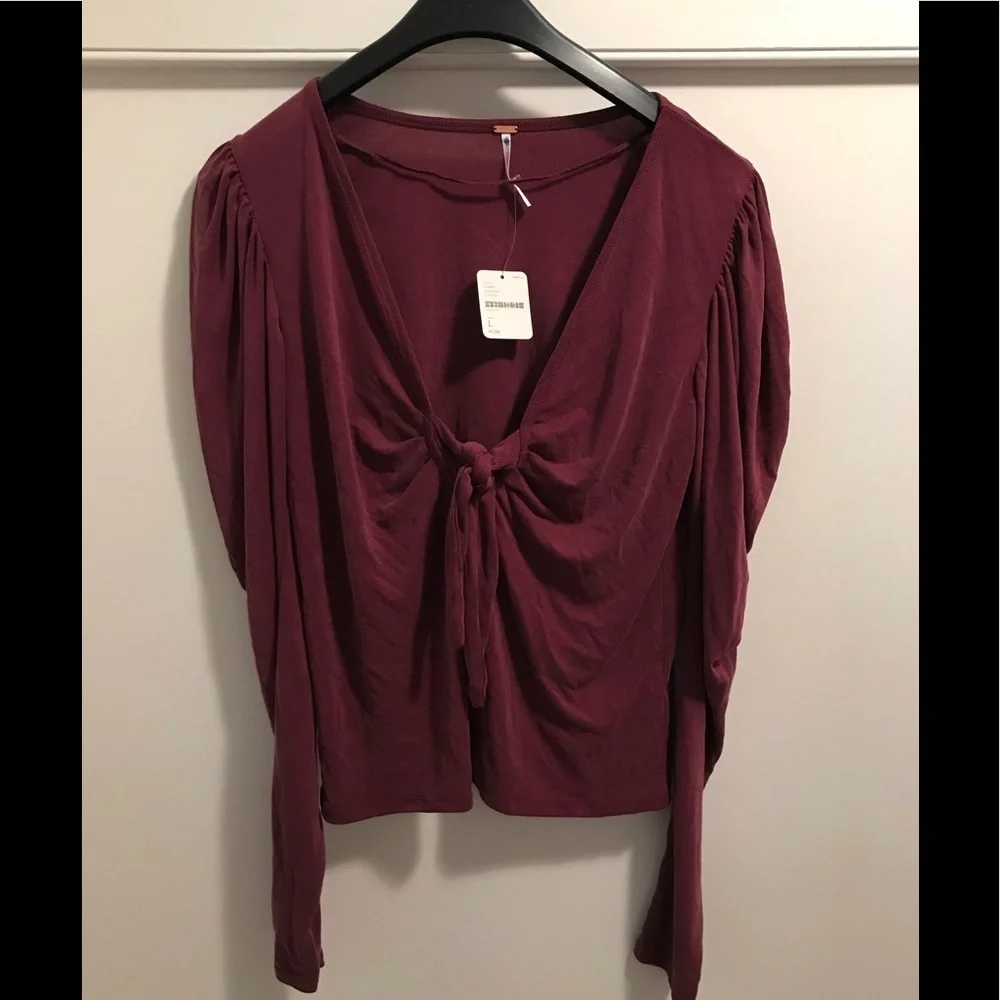 NWT Free People knot tie front ribbed jersey Large